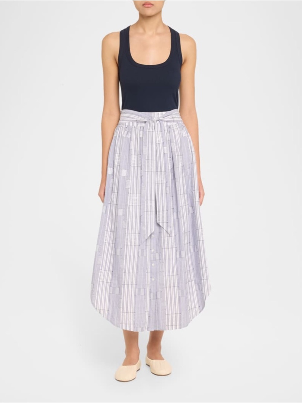 Ramy Brook Lavender Striped Maxi Skirt with Tie Waist - Picture 5 of 6